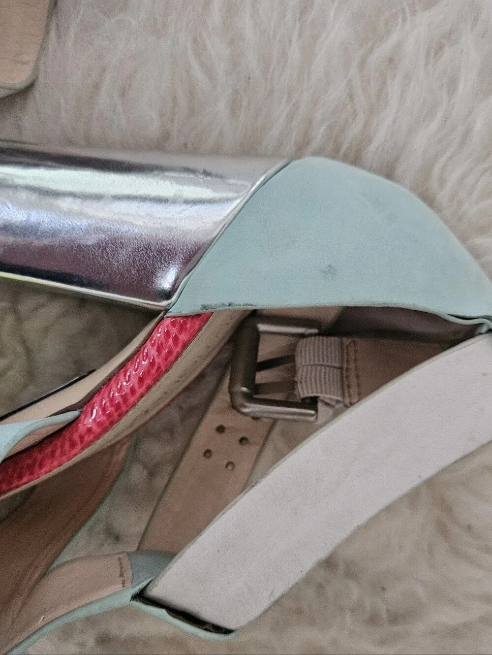 Genuine Leather Colorblock Heels